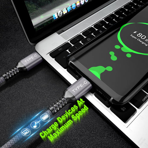 Basesailor 6.6ft USB C to Type C 100W Cable 2-Pack, Fast PD Charger for iPhone 15 Max, MacBook, iPad Pro, Samsung