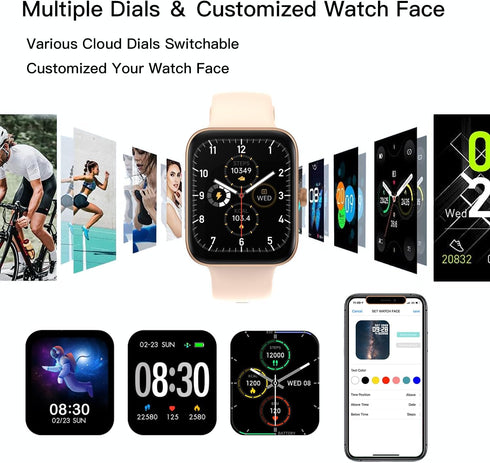 Smart Watch for Women Men, IP68 Waterproof Smartwatch with Blood Oxygen, Heart Rate, Sleep Monitor, Answer/Dial Call