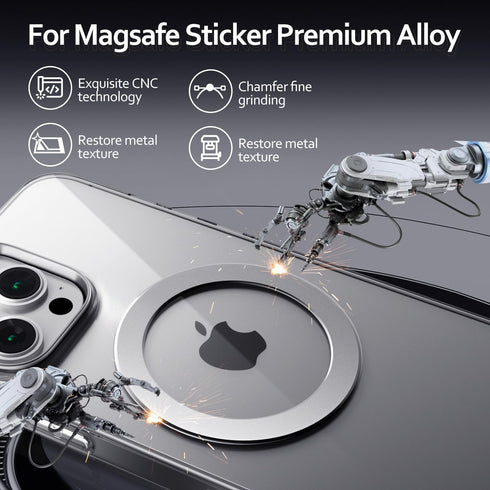 Magnetic Ring Sticker for Magsafe Phone Magnet 2 Pack, Upgrade Bulit-in Magnet for Wireless Charging, Phone Case, Car Holder, Compatible Universal Conversion MagSafe Adapter Kit (Silver)