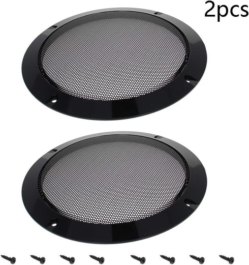 Heyiarbeit 2Pcs 6.5" Speaker Grill Cover, Round Metal Mesh Speaker Grills Guard Protector, Decorative Circle Black