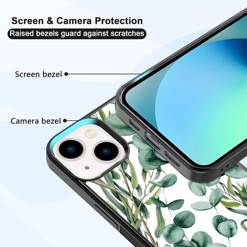 Summer Eucalyptus Case for iPhone 13/14 Case 6.1 Inch, Silicone Ultra Shockproof Funny Protection Cute Plant Phone Case for Girls Women Baby Cover, Green