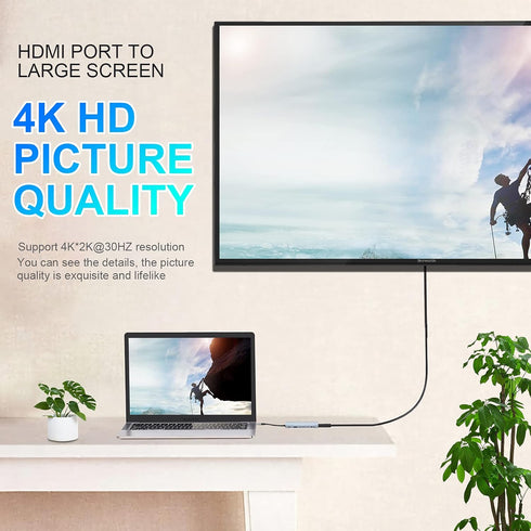 USB C HUB 11 in 1 Dongle with 4K HDMI, VGA, Type C PD, USB3.0, RJ45 Ethernet, SD/TF Card Reader
