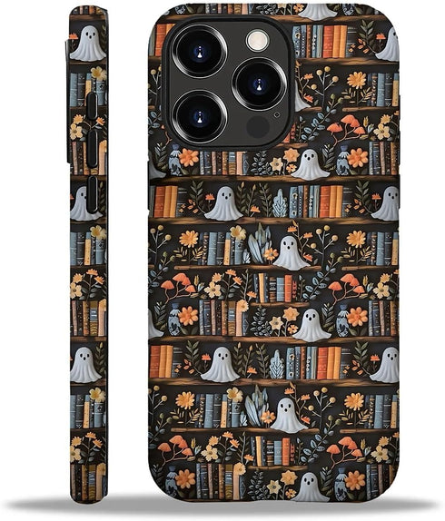 Akinmi Case for iPhone 16 Pro Max,Skull On The Bookshelf Exquisitely Pattern Double