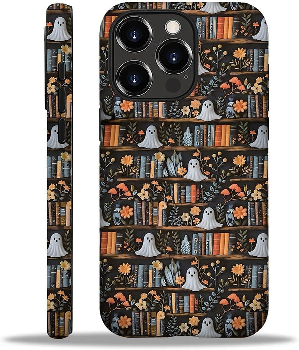 Akinmi Case for iPhone 16 Pro Max,Skull On The Bookshelf Exquisitely Pattern Double