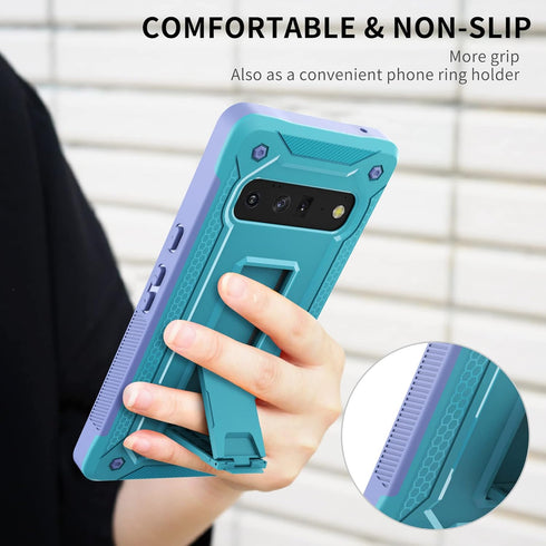 Compatible with Google Pixel 6 Case - Ultimate Drop Protection Case with Kickstand (Blue)