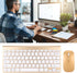 Zunate Ultra Slim Keyboard and Mouse Combo, Ergonomic Silent Mouse, Compact USB Set for PC, Laptop, Tablet (Gold)