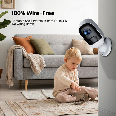 Camcamp 3MP IP65 2-Way Security Cameras Wireless Outdoor, Security Camera with Magnetic Base, Waterproof, Talk, AI