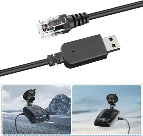Radar Detector Cable, USB to RJ11 Plug Replacement Power Line for Uniden Escort Beltronics Radar Detector, 9.84 ft