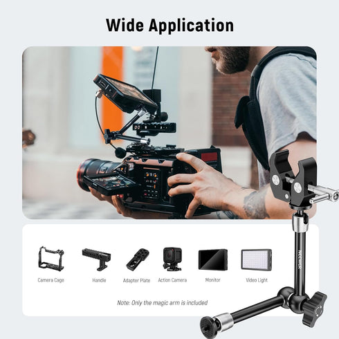 NEEWER 9.8"/25cm Adjustable Magic Arm with Super Clamp, Compatible with SmallRig Camera Cage, Max Load: 4.4lb