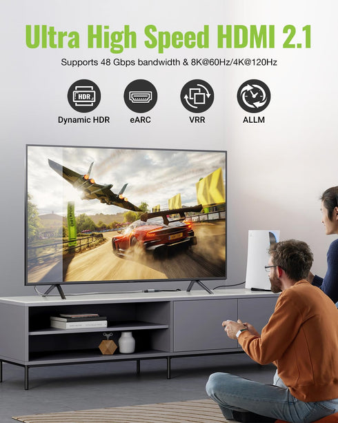 8K 1FT, 2.1 8K@60Hz 4K@120Hz, 48Gbps HDMI Extension Cable HDMI Extender Support High Speed HDMI Male to Female Adapter