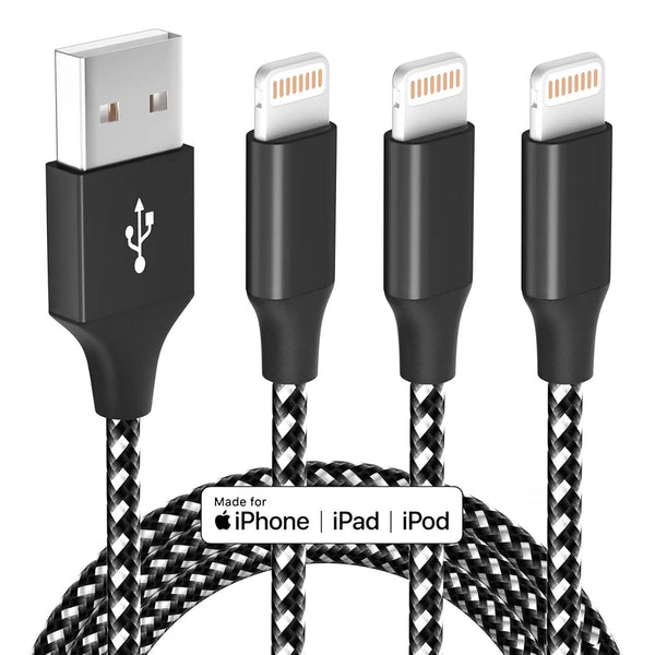 Apple MFi Certified iPhone Charger Fast Charging Cord 10 FT - 3 Pack, Nylon Braided, Compatible with iPhone 13, 12, 11