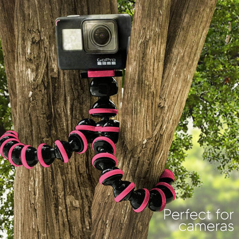 TALK WORKS Flexible Tripod for iPhone, Android, Camera - Adjustable Stand Holder with Mini Wireless Remote for Selfies,