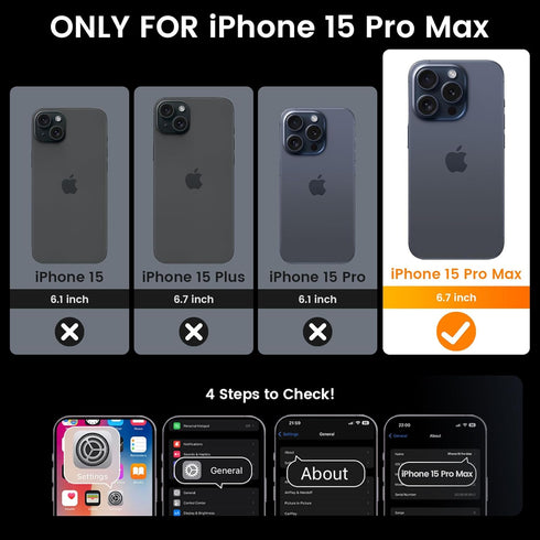 Goton for iPhone 15 Pro Max Case with Screen Protector - Slide Camera Cover Protective Phone Case with Ring Stand, Heavy Duty Shockproof Rugged Bumper for iPhone 15 Promax Accessories Black