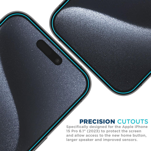 iPhone 15 Pro 6.1" Tech Armor Screen Protector - 9H Hardness, HD, Case Friendly, Ballistic Glass, 3 Pack + Bonus Lens