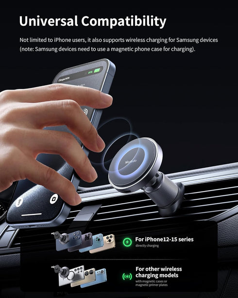 mcdodo 15W Wireless Car Charger with 18 Strong Magnets, for Car Air Outlet, Universal Phone Mount for iPhone 15/14/13/12