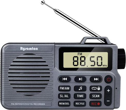 Portable AM/FM Radio, Small Pocket Radio with Bass Speaker, Long Battery Life, Support Micro SD Card and Record, Alarm
