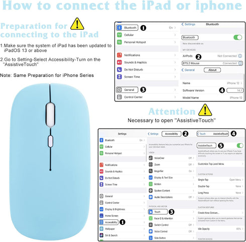 UrbanX Bluetooth Rechargeable Mouse for Dell XPS 9300 - Wireless Mouse for Laptop/PC/Mac/iPad Pro, Sky Blue