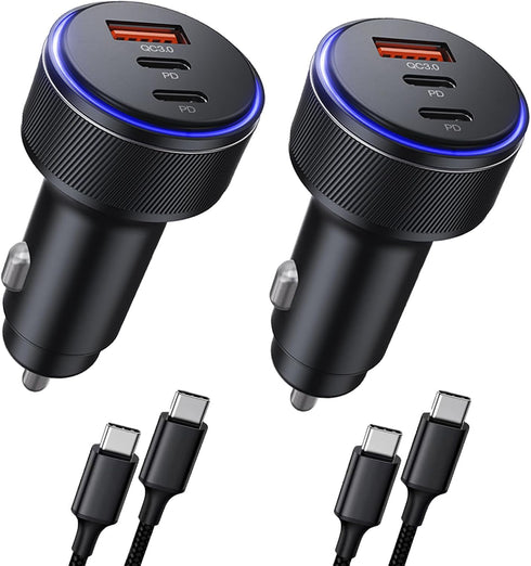 USB C Car Charger, 90W 3-Port Fast Charger, Car Adapter for iPhone 15/15 Plus/15 Pro/15 Pro Max, Galaxy S23, MacBook