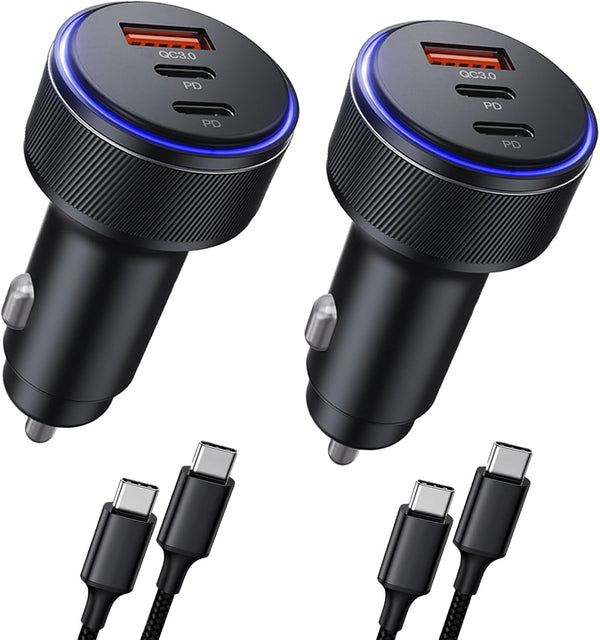 USB C Car Charger, 90W 3-Port Fast Charger, Car Adapter for iPhone 15/15 Plus/15 Pro/15 Pro Max, Galaxy S23, MacBook
