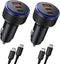USB C Car Charger, 90W 3-Port Fast Charger, Car Adapter for iPhone 15/15 Plus/15 Pro/15 Pro Max, Galaxy S23, MacBook