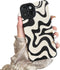 iPhone 14 Phone Case, Soft PU Leather TPU with Cute Art Wavy Painted, Slim Protective Shockproof Compatible with iPhone