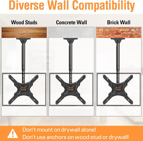 ELIVED Ceiling TV Mount for Most 26-65 Inch TVs, Full Motion Adjustable Bracket, Max VESA 400x400mm, 99 lbs