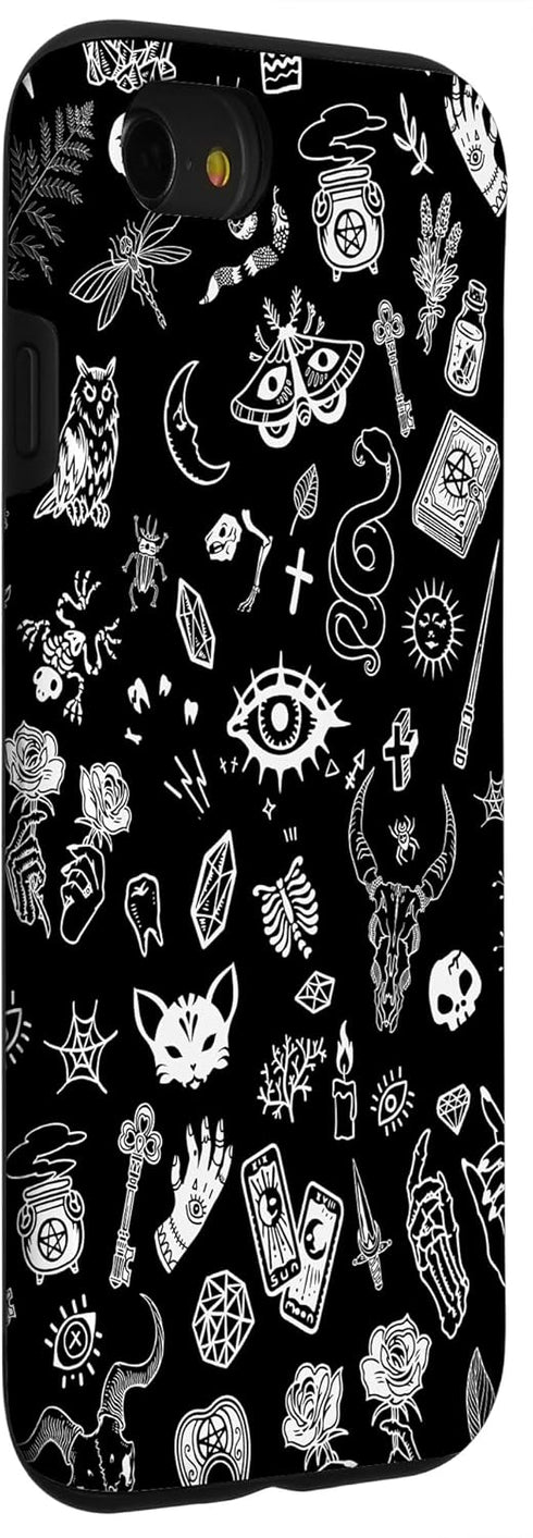 iPhone SE (2020) / 7 / 8 Witchy Gothic Black Case, Spiritual Magic Wicca Mystic Witchcraft Design