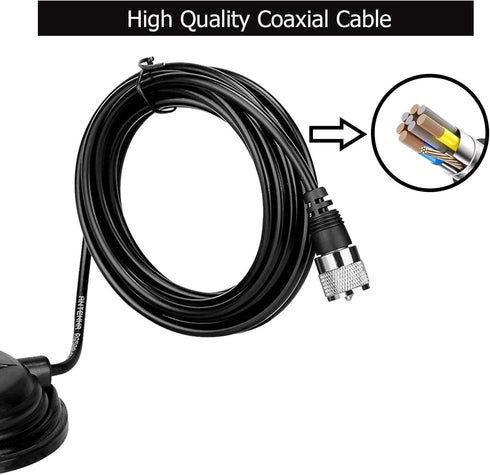 Retevis Magnetic Antenna Mount Base with 5M Coaxial Cable for CB Radio Car Bus Mobile Transceiver