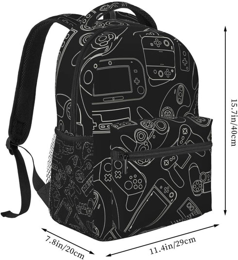 Fiokroo Backpack Backpacks Daypack Video Game Controller Black Background School Bag For Students Teens Men Women