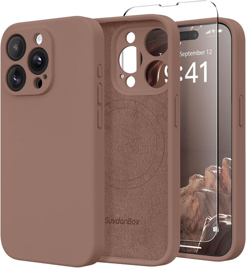 Magnetic iPhone 14 Pro Case, Silicone Shockproof Protective Phone Case with Full Camera Protection and 2 Screen