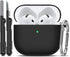 R-fun Soft Skin Silicone Case Cover with Cleaner Kit for AirPods 4th, Full Protective Case with Keychain, Black