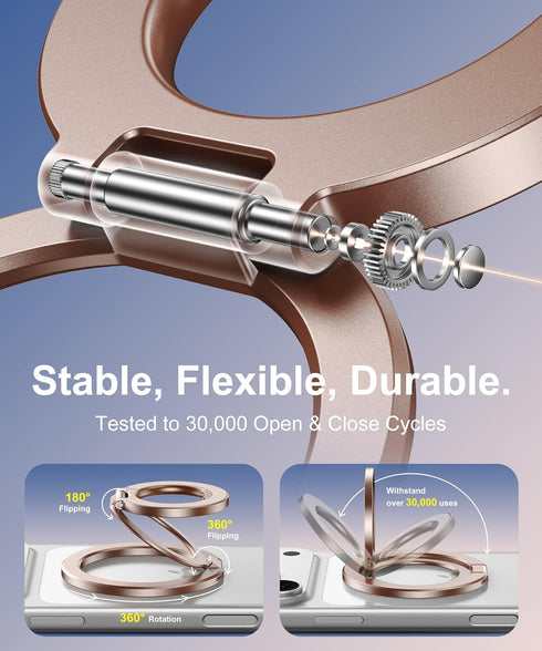 CAPRARO 360 17/16/15/14/15 Magnetic Phone Ring Holder for MagSafe, Dual-Side Magnetics, Rotation Gym Phone Stand Grip