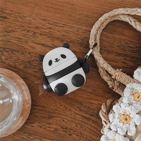 Yatchen AirPod Cover Case, Cute 3D Cartoon Panda Soft Silicone with Keychain for AirPods 1/2, Kawaii Funny Wireless
