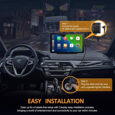 Portable Apple Carplay Screen for Car - Wireless Android Auto Stereo, 7 Inch IPS Touch Screen