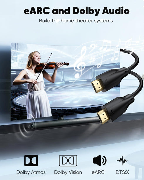 8K 3FT 10 Pack, 48Gbps 2.1 8K@60Hz, 4K@120Hz, HDR10+, 3D, Dolby, PS5/4, HDMI Cable Ultra High Speed HDMI Cable eARC