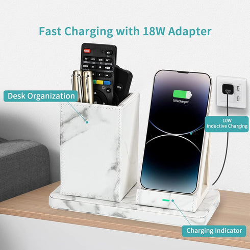 Wireless Charger with Desk Organizer, Charging Station for iPhone 14/14 Pro/13/12/11/Samsung Galaxy S23/S22/S21/S20