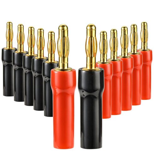 Diospyros 4 mm Gold Plated Open Screw Type Speaker Connector - 12 Count (1 Pack of 6 Pairs)