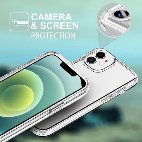TENOC Clear Phone Case for iPhone 12 & iPhone 12 Pro, Non-Yellowing Protective Bumper Hard Back Cover 6.1 Inch