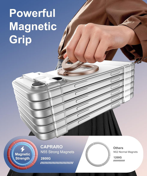 CAPRARO 360 17/16/15/14/15 Magnetic Phone Ring Holder for MagSafe, Dual-Side Magnetics, Rotation Gym Phone Stand Grip
