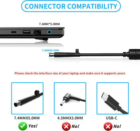 VHBW 120W Power Adapter for HP, Compatible with Envy DV4 5300 DV6 7300 DV7 7000 EliteBook 8460W 8560W