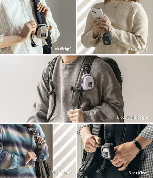 Ringke Mini Pouch Block, Mini Bag for Universal Wireless Ear Buds, Durable Waterproof Keychain Accessories Small Pouch