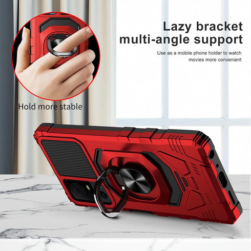 Ailiber for TCL 40XL Case, TCL 40 T Phone Case with Screen Protector Tempered Glass, Ring Kickstand for Magnetic Car Mount, Military Grade Shockproof Protective Cover for Jitterbug Smart 4/TCL 40T-Red