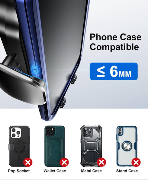 Beeasy Wireless Car Charger, 15W Qi Fast Charging Auto Clamping Cell Phone Holder Mount for iPhone 15 14 13 12 Pro Max