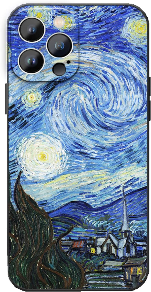 Starry Night iPhone 14 Pro Case, Van Gogh Art Design, Shockproof Drop Protection, Cool Phone Cover.