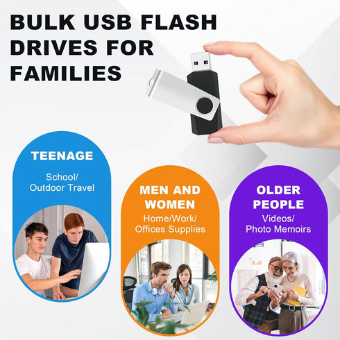 MECHEER 8GB 10 Pack, USB2.0 Flash Drive USB Memory Stick Bulk Thumb Drives Swivel Jump Drives USB Storage Flash Drive