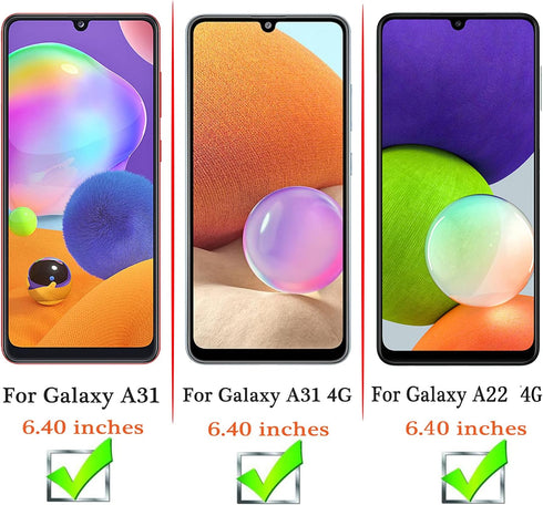 (3 Pack) Compatible for Samsung Galaxy A32 4G / A22 4G / A31 Screen Protector, Tempered Glass, 9H Hardness, 6.4 inch