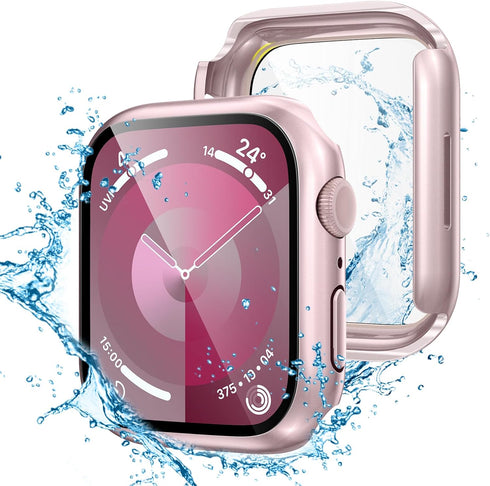 Tensea Waterproof Screen Protector Case for Apple Watch Series 9 8 7, 41mm, iWatch Protective PC Face Cover with