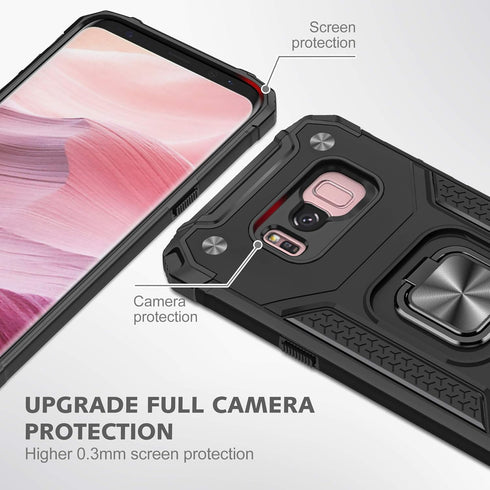 YmhxcY Galaxy S8 Armor Grade Case, Non-Slip Hybrid Rugged Phone Case with Rotating Holder Kickstand - KK Black