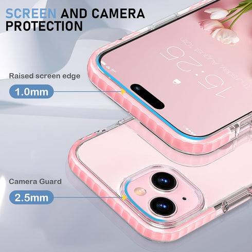 MATEPROX iPhone 15 Plus Case - Clear Slim Shockproof Bumper Cover for 6.7" iPhone 15 Plus 2023 - Pink