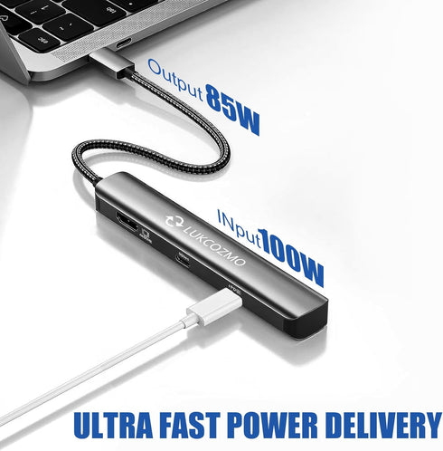 USB Hub 3.0, 7 in 1 Docking Station with 1000M Ethernet, 4K HDMI, 2 USB3.0, 100W PD, SD/TF Card Reader
